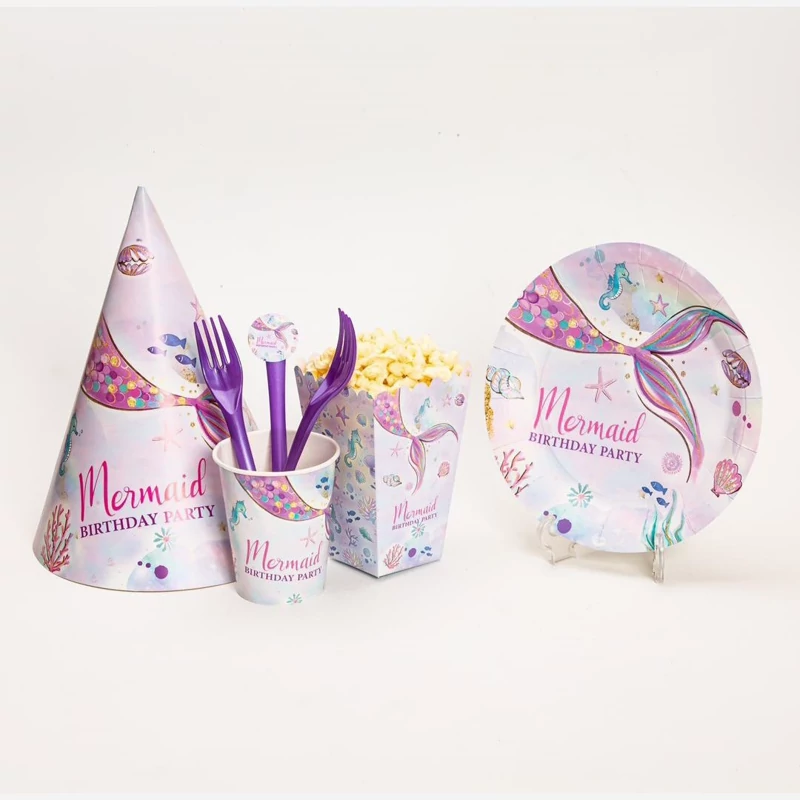 پک 10نفره تم تولد پری دریایی(پس کرایه)